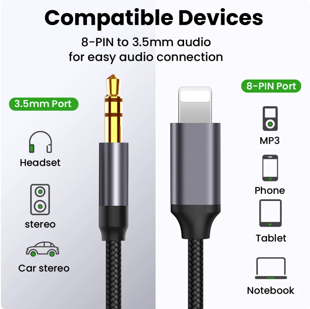 Aux Kabel 3,5 mm Klinkenkabel Audio Adapter Kopfhörerkabel für iPhone iPad Auto