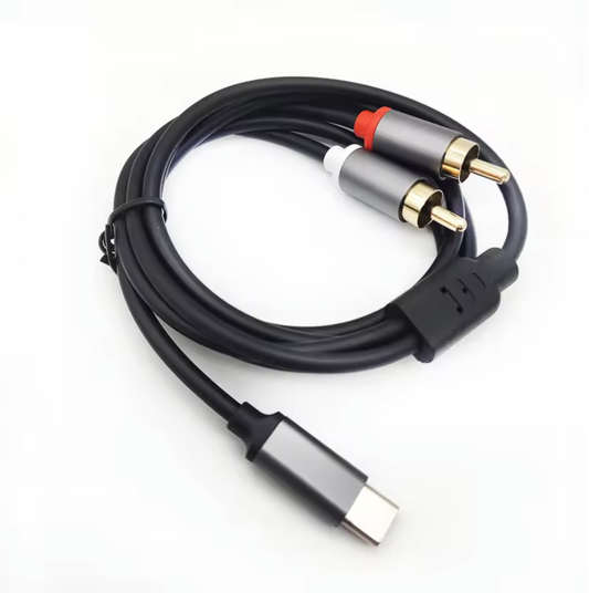 USB-C auf Chinchkabel 2x RCA Cinch Stecker Audio Stereo Y Splitter Adapterkabel 2m