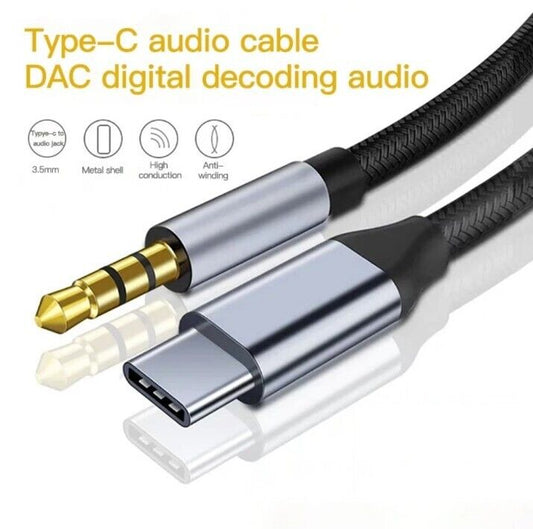 USB-C Aux Kabel 3,5 mm Klinkenkabel Audio Kopfhörer Adapter für Samsung Xiaomi u.v.m