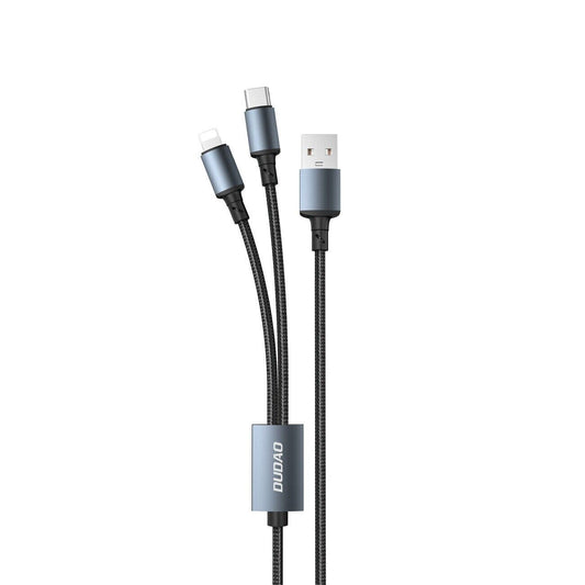 Dudao 2 in 1 USB-C + Lightning Anschluß Kabel für iPhone und Android Universal Ladekabel 6A Splitter Schnellladekabel 1,2 m