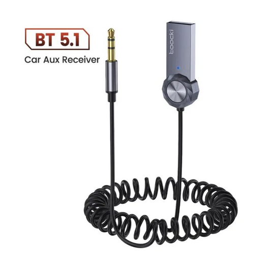 USB Bluetooth 3.5mm AUX Audio Adapter Kabel Auto BT v 5.1 Empfänger Spiralkabel