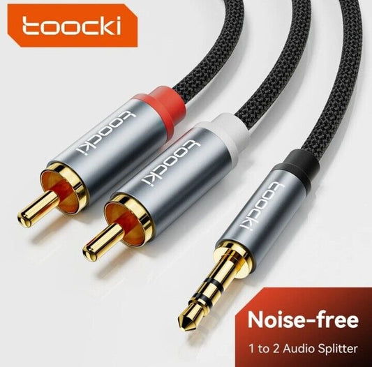 Toocki AUX Klinke Kabel 3,5mm Stecker Chinchkabel Audio Splitter Klinkenkabel Cinch RCA 1-5 m